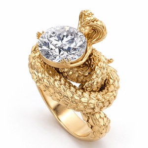 Anello da donna con figura di serpente in stile punk, ornamento per la mano con zirconi cubici alla moda per donne europee e americane - Product Image 1