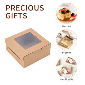 10/pcs boîte à pâtisserie visuelle pour fenêtre, boîte à Dessert pour produits de boulangerie, boîte-cadeau en papier Kraft, avec couvercle, cadeau de mariage, boîte d'assemblage Simple - Product Image 2