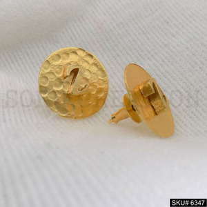 Boucles d'oreilles à la mode faites à la main Z Alphabet en laiton plaqué or avec réglage de lunette SKU6347 bijoux d'inspiration chrétienne - Product Image 1