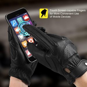 Prix de gros Gants de moto en cuir véritable Imperméables Écran tactile Cyclisme Antidérapant Gants de vélo d'extérieur pour l'hiver - Product Image 5