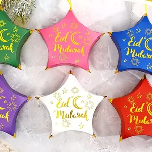 Sternförmige Eid Mubarak Candy Box Ramadan Favor Geschenk verpackungs boxen Muslim Islamic Festival Party Eid Al-Fitr DIY Dekor