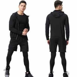 Custom <b>Men's</b> <b>Yoga</b> Set <b>Shorts</b> Front Solid Color Hot Selling Fashionable 2 Piece Gym Wear Spandex/Polyester Anti-Static High Waist - Product Image 3