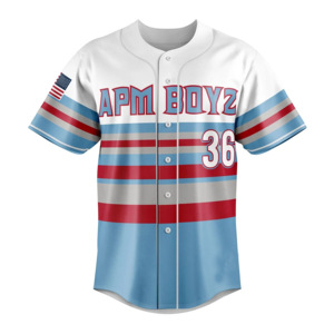 ชุดกีฬาซอฟต์บอลและเบสบอลกระดุมเต็มเม็ดเสื้อกีฬาดีไซน์ลายทางหลากสีมาใหม่ - Product Image 1