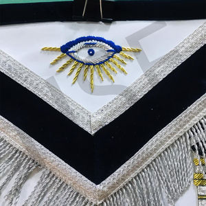 Tablier de Maître Maçon Maçonnique de Haute Qualité, Brodé à la Main, Noir et Argent, Régalia de Loge avec Franges et Motif Colonne - Product Image 3