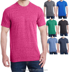 Ropa de moda personalizada, camisetas de manga corta con cuello redondo de tres mezclas para hombre, camiseta ligera supersuave ajustada para hombre - Product Image 5