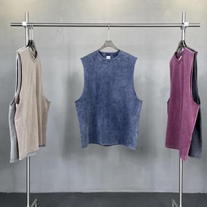 Camiseta sin Mangas de Algodón Grueso y Transpirable para Hombre, Lavado Ácido, con Bordado 3D, Estilo Urbano, Cuello Redondo, Corte Holgado y Recto - Product Image 2