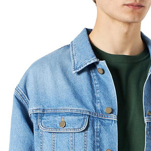 Haute qualité hommes décontracté Hip Hop col montant Denim Jeans vestes personnalisé Street Style pour l'hiver prix de gros - Product Image 3