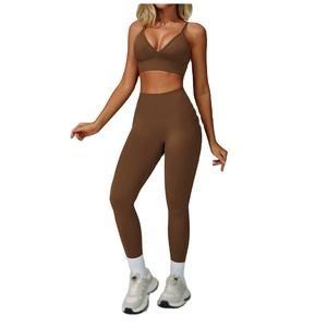 Women Solid Breathable Plus Size Seamless Yoga Set 5-Piece Workout High Waist Leggings Sports Bra Gym Fitness Activewear <b>Belt</b> - Product Image 3