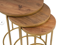Mesa de centro anidada moderna con efecto de madera Mesas laterales redondas decorativas triples Material de hierro Venta barata