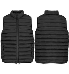 Veste bouffante de couleur noire unie de qualité supérieure OEM pour hommes, gilet matelassé à col montant et fermeture éclair en tissu polyester personnalisé - Product Image 3