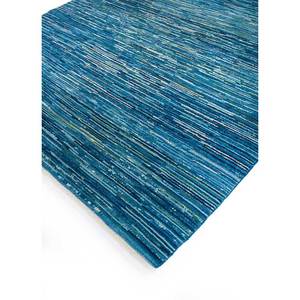 Alfombra Grande de Lana Anudada a Mano Nuray Azul Pae-1286- Diseño a Rayas para Sala de Estar, Dormitorio y Pasillo, Modelo Rectangular - Product Image 2