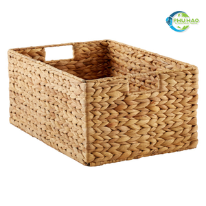 Authentic Handwoven WATER HYACINTH <b>BASKET</b> with Iron Frame and Custom <b>Lids</b>, Rectangle Design From Vietnam <b>Laundry</b> Organizer - Product Image 4