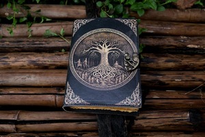 Hermoso diario A5 de cuero genuino para mujer con Árbol de la vida para bocetos y cuadernos de viaje - Product Image 2