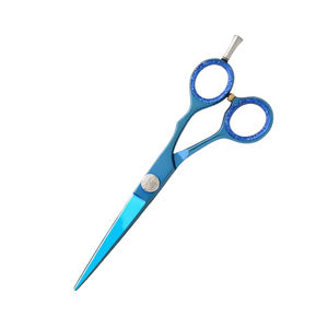 Salon de coupe de cheveux enduit de couleur bleue ciseaux en acier inoxydable ciseaux de coiffure de barbier avec repose-doigt réglable - Product Image 6