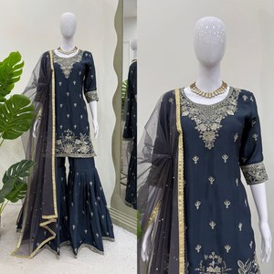 2025 nouvelle Collection ensembles de costumes Sharara embellis traditionnels pour les fêtes mariages et festivals vêtements indiens et pakistanais - Product Image 1