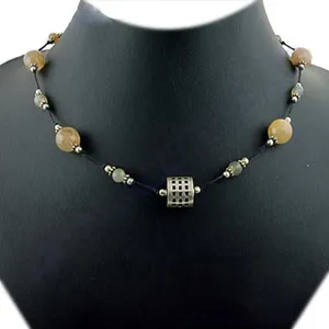 Collier à perles plaqué argent 925 pour femme, motif géométrique en ambre, tendance, idéal pour le quotidien, cadeau original - Product Image 2
