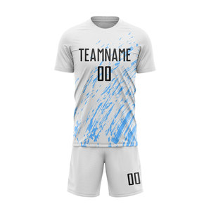 Ensembles de maillots de football personnalisés respirants, à séchage rapide, anti-transpiration, anti-bactériens, col en V, uniformes de football unisexes, imprimés - Product Image 2