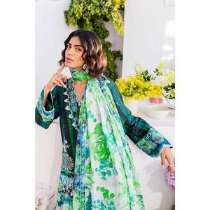 Traje de jardín de 3 piezas sin coser con estampado digital verde para mujer - Product Image 1