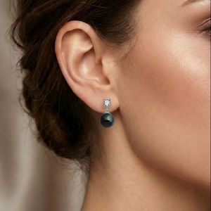 New Arrival Azuris Luxury 925 Sterling <b>Silver</b> Gold Plated 8mm Freshwater Black Pearl Classic <b>Stud</b> <b>Earrings</b> for Women Istanbul - Product Image 6