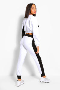 Conjunto Deportivo Informal con Capucha para Mujer, 100% Algodón, 2 Piezas, Sudadera Corta y Pantalones Estampados - Product Image 5