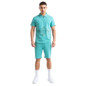 Ensemble décontracté deux pièces personnalisé pour homme, en coton uni, t-shirt et short, idéal pour l'entraînement estival – Vente en gros OEM - Product Image 6