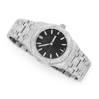 Montre de luxe analogique à quartz ETA en acier inoxydable glacé avec moissanite Platinum Frost, édition limitée, bracelet 20 mm, cadran en verre, tendance