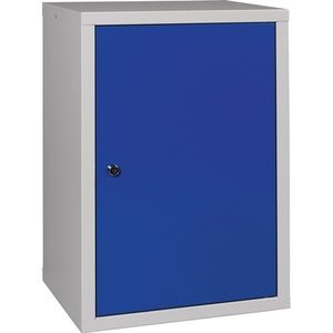 Solid Steel Industrial Wall <b>Cabinet</b> H600xW400xD300 mm 1 Shelf Light Grey/Gentian Blue RAL <b>Tool</b> Storage Keyed Lock 3-Year - Product Image 1