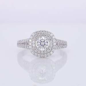 แหวนหมั้นเพชร VVS Moissanite สีเงิน S925แบบกำหนดเองได้หรูหราทอง18K สไตล์น่ารัก IGI ได้รับการรับรองแบบฝังสูงสำหรับผู้หญิง - Product Image 1
