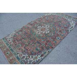 Turkish 4.5x9.2 ft Rug, Vintage Rug, <b>Brown</b> Southwestern Rug <b>Wool</b> - Product Image 2
