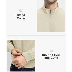 เสื้อแจ็คเก็ตกันลมสำหรับทุกสภาพอากาศ พร้อมปกตั้งและทรงพอดีตัว เหมาะสำหรับสวมใส่กลางแจ้ง สำหรับผู้ชาย - Product Image 4