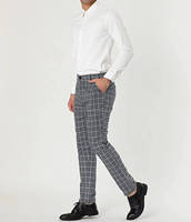 Pantalon d'affaire pour homme, pantalon slim imprimé à carreaux, pantalon habillé à carreaux sur le devant