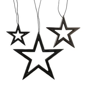 Ornement décoratif suspendu en métal en forme d'étoile Décoration de table et d'étagère au design unique Revêtement en poudre noire Matériau de haute qualité - Product Image 1