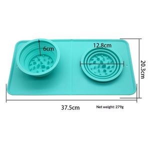 Juego de Tazones Portátiles Plegables de Silicona para Perros y Gatos, Antiderrames, de Doble Uso, para Exteriores - Product Image 6