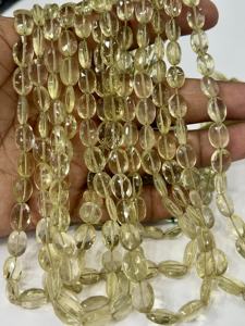 Cuentas de forma ovalada facetada de cuarzo limón Natural de grado AAA 6x8-9x13mm tamaño 14 pulgadas hebra de lujo de moda para la fabricación de joyas - Product Image 4