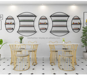 Juego de Estantes de Pared para Almacenamiento de Esmalte de Uñas, Color Dorado/Blanco/Negro, Personalizable, Soportes de Pared para Esmalte de Uñas para Salón de Belleza - Product Image 2