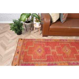 Alfombra Vintage de Estilo Runner de 2.6x10.4 pies (78x318 cm), Alfombra Turca Roja Ombré - Product Image 1