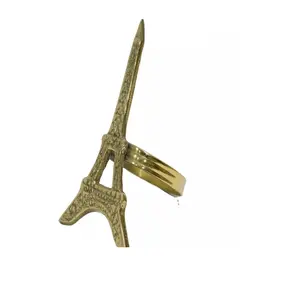 Cincin Serbet Berbentuk Menara Eiffel Kuningan untuk Pernikahan dan Dekorasi Acara Cincin Serbet Logam Baru Dalam Grosir Harga Murah