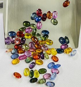 Saphir multicolore de haute qualité 100% naturel, taille ovale 6x4 mm, pierre précieuse non montée calibrée pour la fabrication de bracelets et de colliers au meilleur prix - Product Image 3