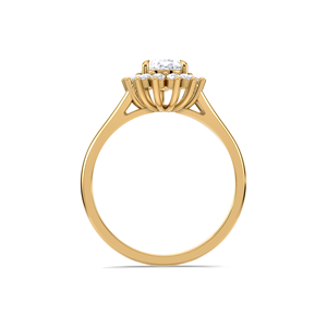 Bague de fiançailles avec halo de diamants taille poire de 1,32 ct en or jaune, blanc et rose 18 carats - Product Image 3