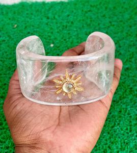 Bracelet manchette en pierres précieuses de quartz en cristal naturel Manchette en pierres précieuses de conception unique pour hommes ou femmes Cadeau spécial pour elle - Product Image 3