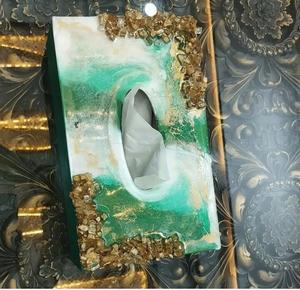 Boîte à mouchoirs en résine époxy Boîte à mouchoirs en résine Vaisselle de haute qualité Porte-mouchoirs en résine fait à la main - Product Image 3