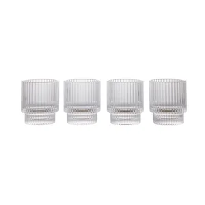Juego de Vasos de Vidrio Personalizados VINGA York, 4 Piezas, Diseño a Rayas, Transparentes, Aptos para Lavavajillas, para Bebidas Frías - Product Image 1