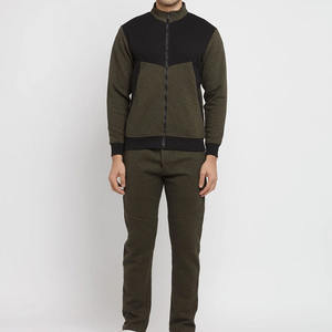 Vendeurs de survêtements personnalisés, pantalon de jogging à col montant, survêtements en deux pièces, survêtements zippés pour hommes, couleur unie, vente en gros - Product Image 1