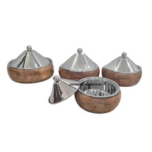Juego de olla caliente con acabado Natural de madera, de buena calidad cazuela hecha a mano, calentador de alimentos de metal elegante de calidad superior - Product Image 1