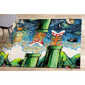 Alfombras con Diseño de Mario Estilo Van Gogh, Alfombras Noche Estrellada, Alfombra Suave Estampada, Alfombra Suave con Pelo - Product Image 4