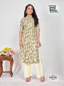 Superior Quality 14 kg Heavy Rayon Digital Print Princess Cut Style Wedding/Traditional Wear <b>Kurti</b> Collection for Women Maruti - Product Image 3