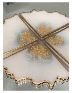 Luxury Flower Epoxy Resin Coasters With Gold Foil Decorative Epoxy Resin Coasters Plate Crafts Epoxy Resin Coasters Tablemats - Product Image 3