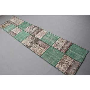 พรมวินเทจขนาด 2.2x9 ฟุต ลายสัตว์สีเขียว พรมขนสัตว์ตุรกี - Product Image 2