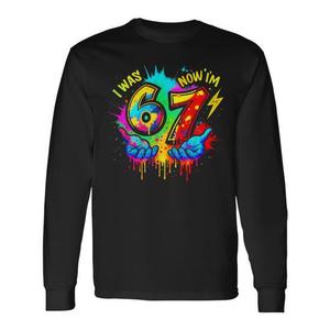 Maglietta a Maniche Lunghe Colorata con Stampa Six Seven Meme, T-Shirt Promozionale per Bambini di 6-7 Anni - Product Image 1