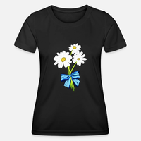 Kaus musim panas desain baru untuk wanita kaus lengan pendek gambar bunga aster trendi 100% katun dari produsen Vietnam